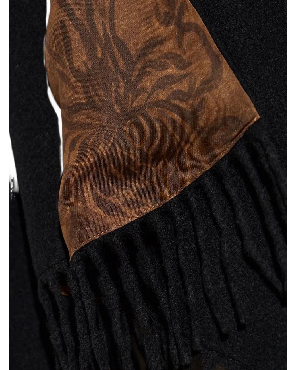 Ferragamo Black Fringed Double-Sided Poncho