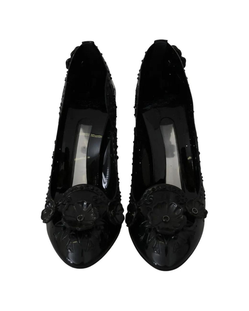 Dolce & Gabbana Black Flower-Embellished Cinderella Pumps