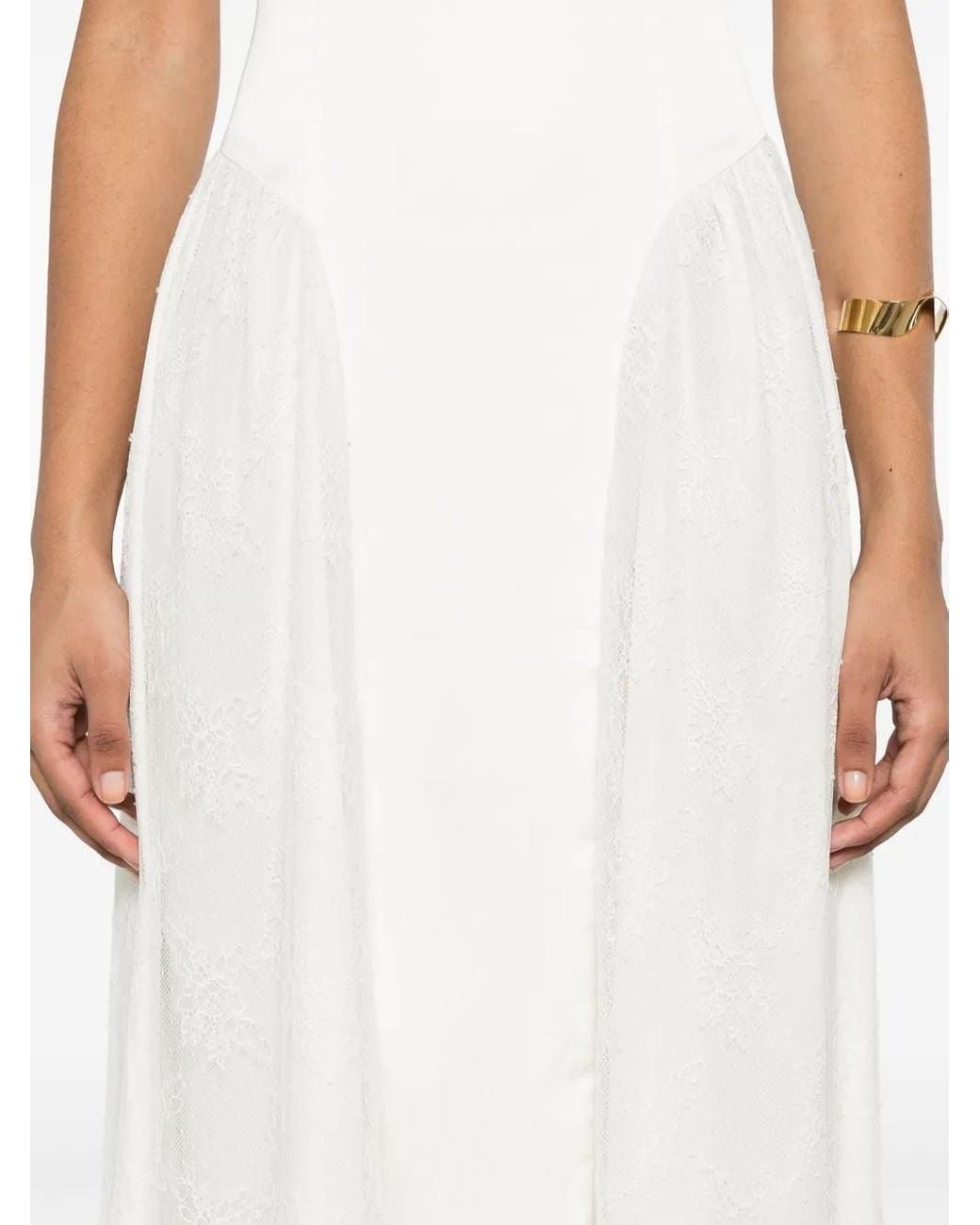 ROTATE BIRGER CHRISTENSEN White Lace-Trim Maxi Dress