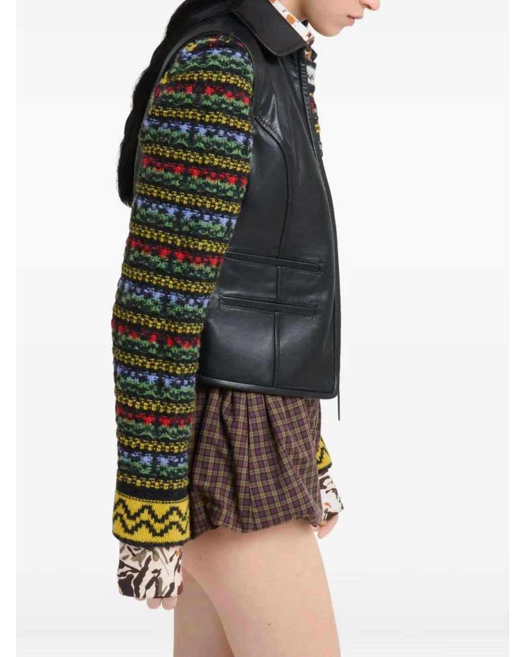 Marni Black Leather Zip-Through Vest