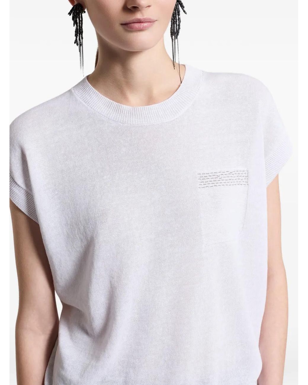Peserico White Pocket Knitted T-Shirt
