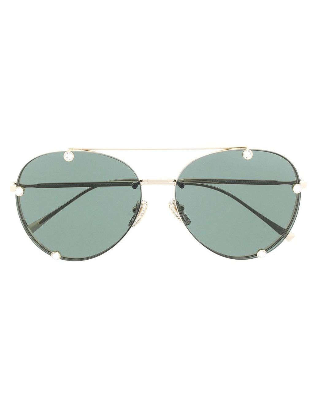 Valentino Rhinestone Embellished Aviator Sunglasses In Gold Metallic