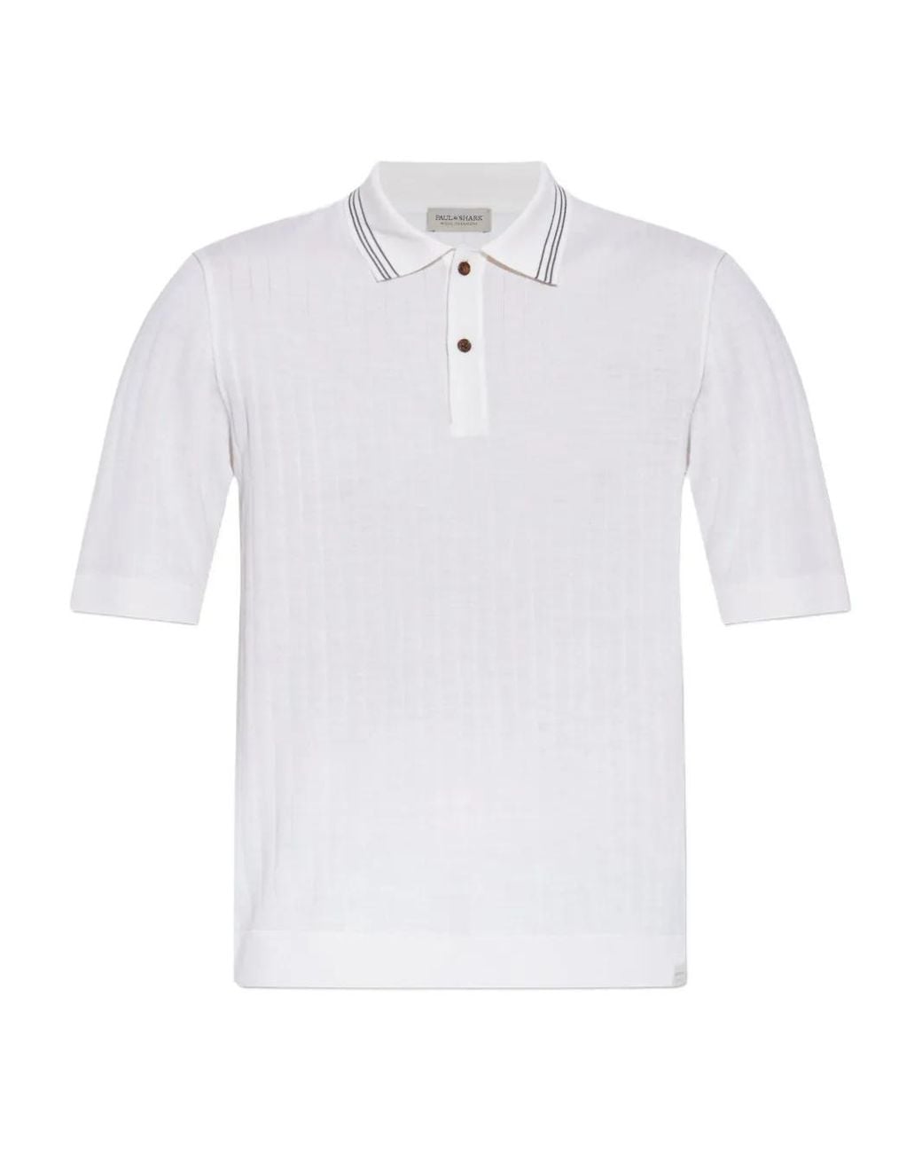 Paul & Shark White Ribbed Polo Shirt for men