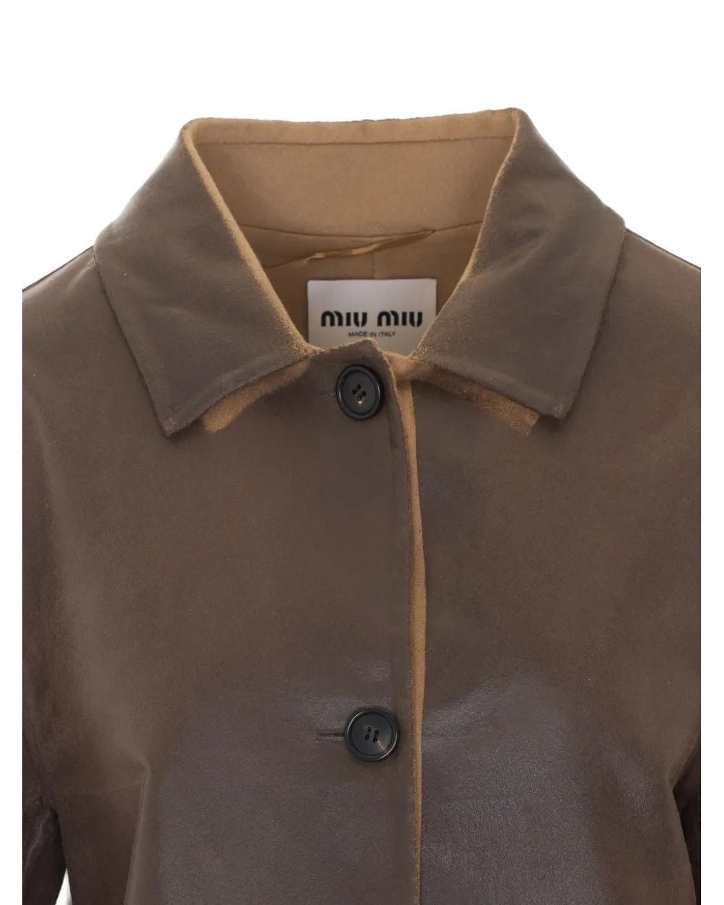 Miu Miu Brown Single-Breasted Double-Wool And Shearling Coat
