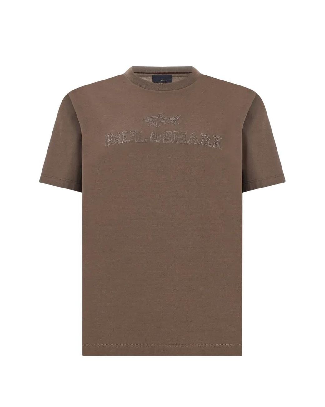 Paul & Shark Brown Aqua Touch Logo-Embroidered T-Shirt for men