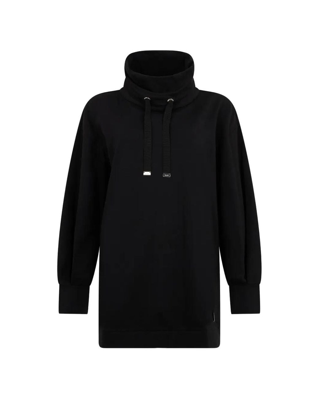 Moorer Black Drawstring Funnel-Neck Sweater