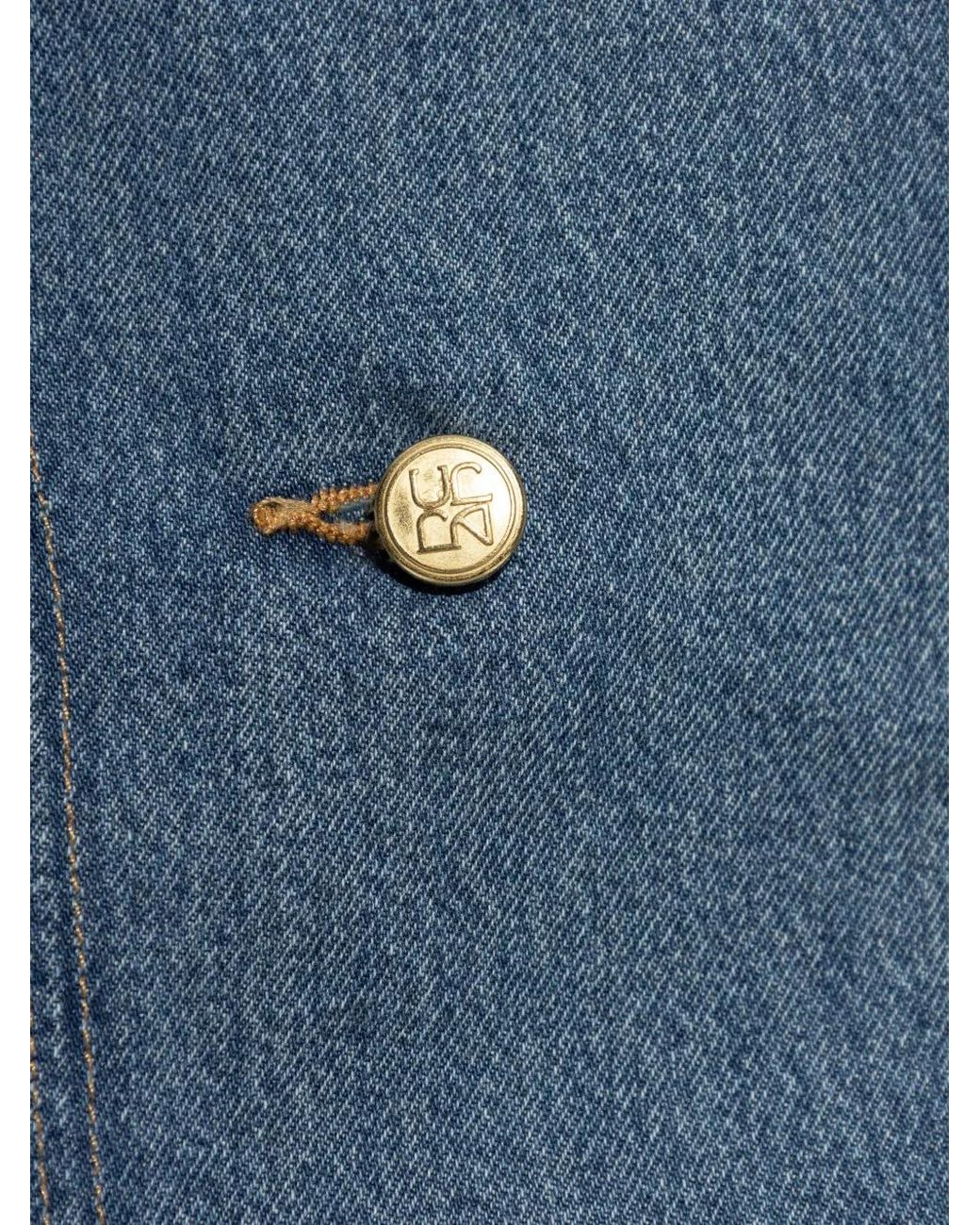 Ulla Johnson Blue Button-Embellished Denim Skirt