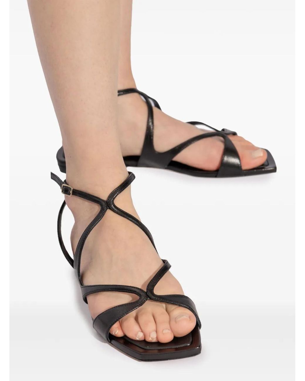 Jimmy Choo Black Ayla Leather Sandals