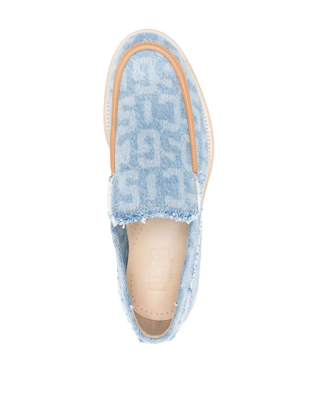 Gcds Blue Loafer Mit Monogramm-Print