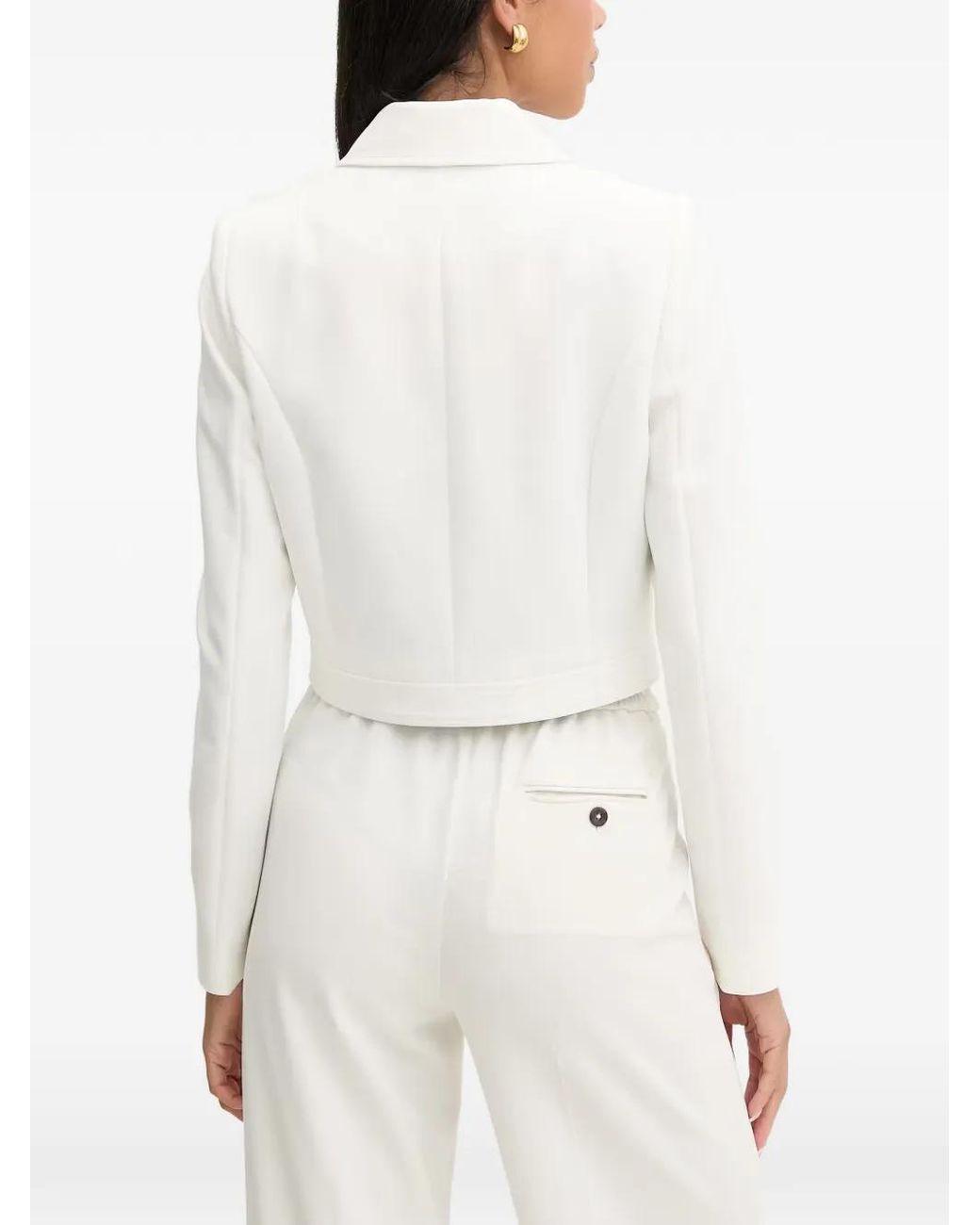Morgan White Cropped Button-Up Jacket