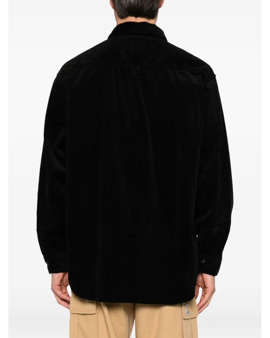 Carhartt Black Loyde Corduroy Logo-Patch Shirt for men