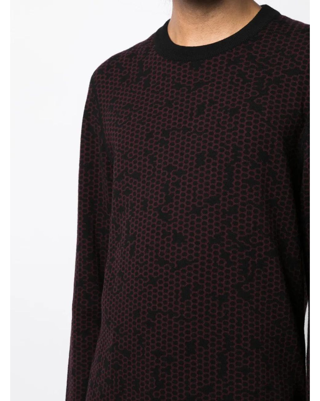 Lanvin Black Patterned Intarsia-Knit Wool Jumper for men