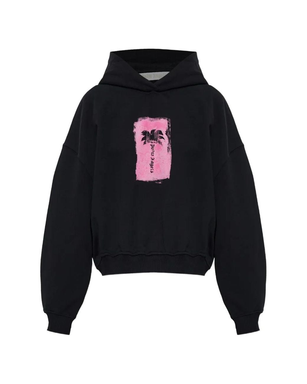 Palm Angels Black Palm-Print Hoodie