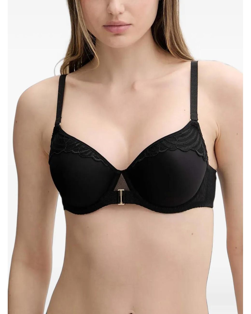 Chantelle Black Legend Lace-Trim Underwired Bra