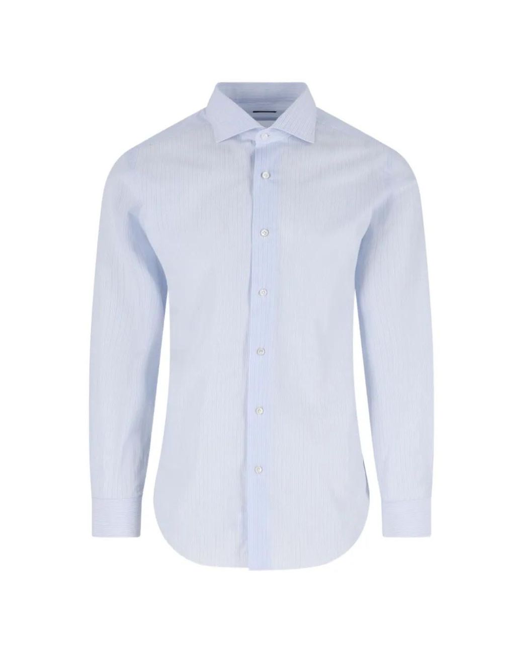 Barba Napoli Blue Striped-Pattern Shirt for men