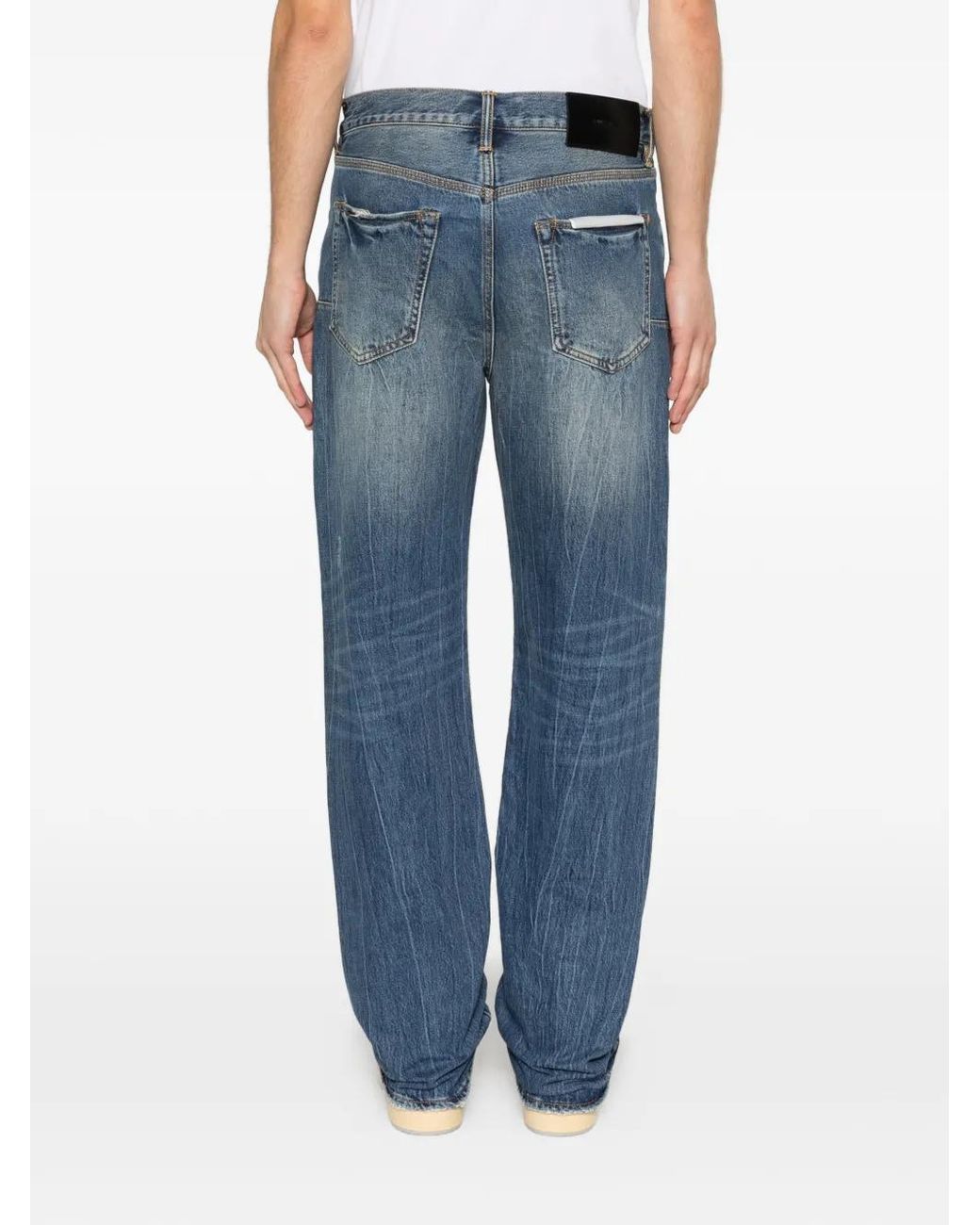 Purple Brand Blue Distressed Bootcut Jeans for men