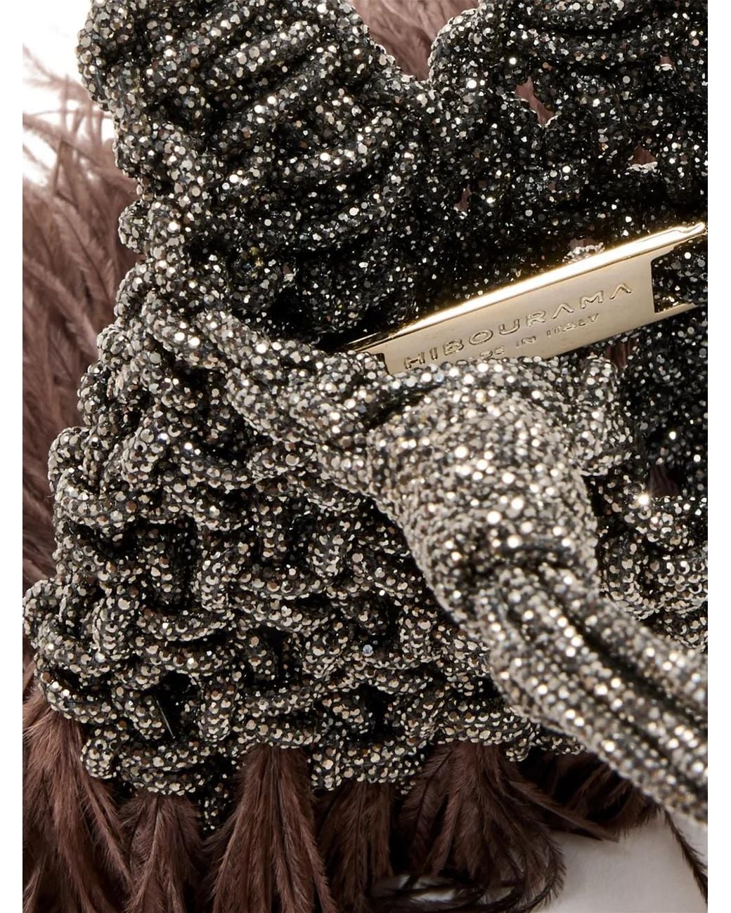 HIBOURAMA Brown Mini Cabas Vannifique Plumes