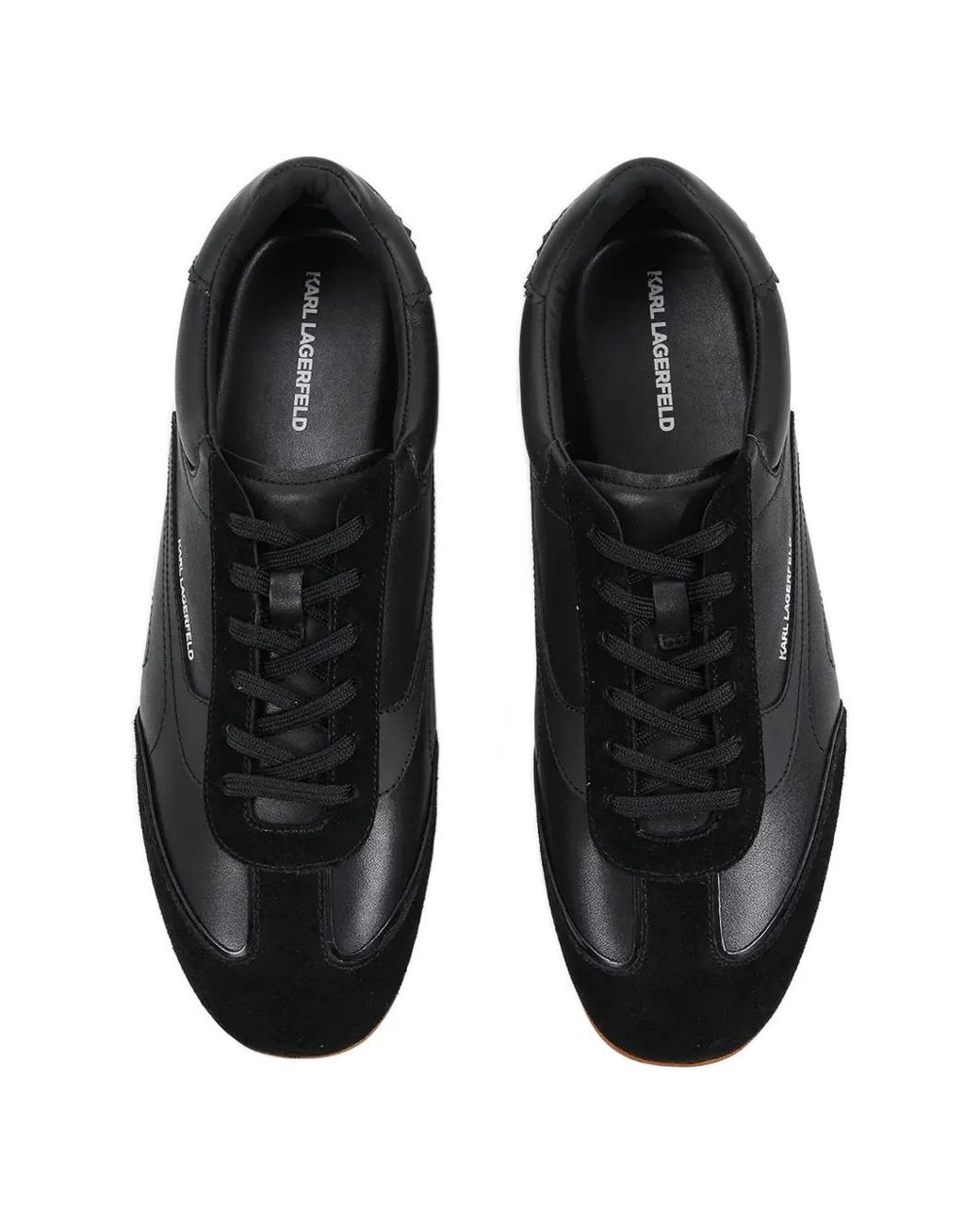 Karl Lagerfeld Black Panelled Leather Sneakers for men