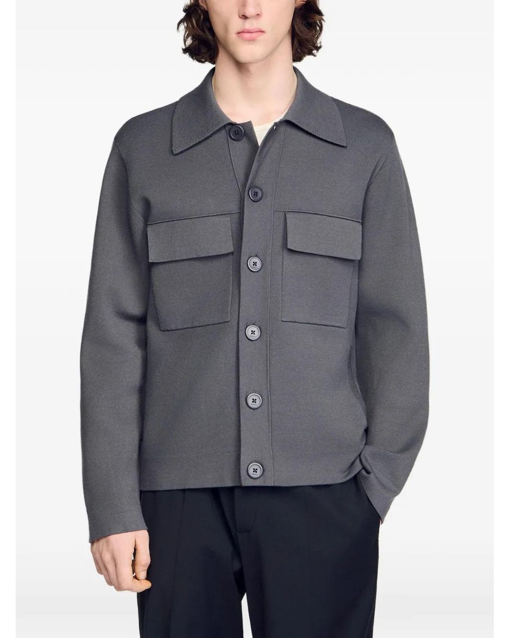 Sandro Black Milano Knit Jacket for men