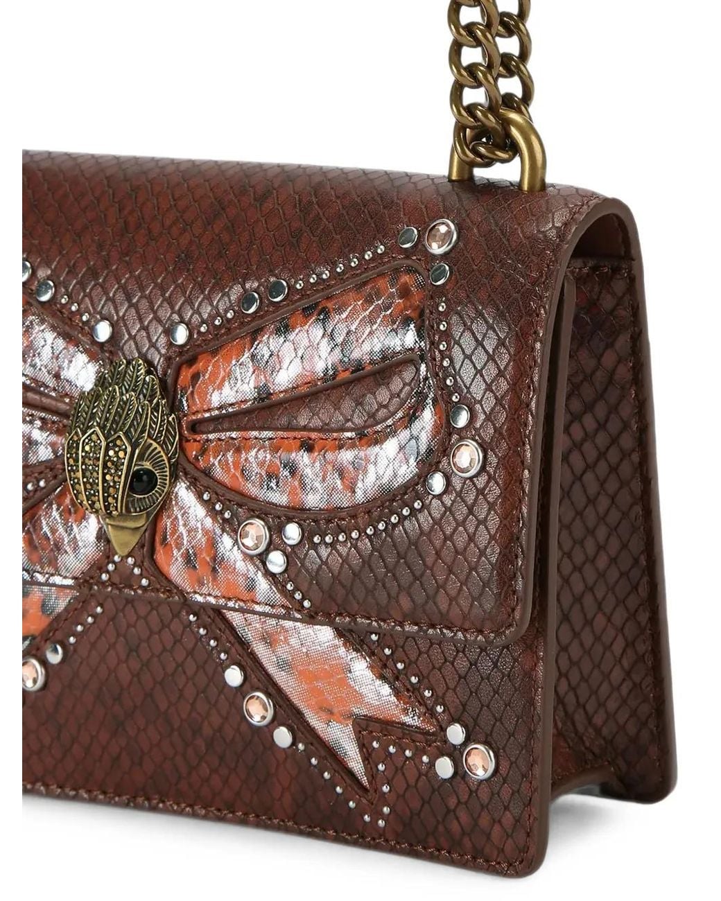 Kurt Geiger Brown Kensington Crystal-Embellished Bow Mini Bag