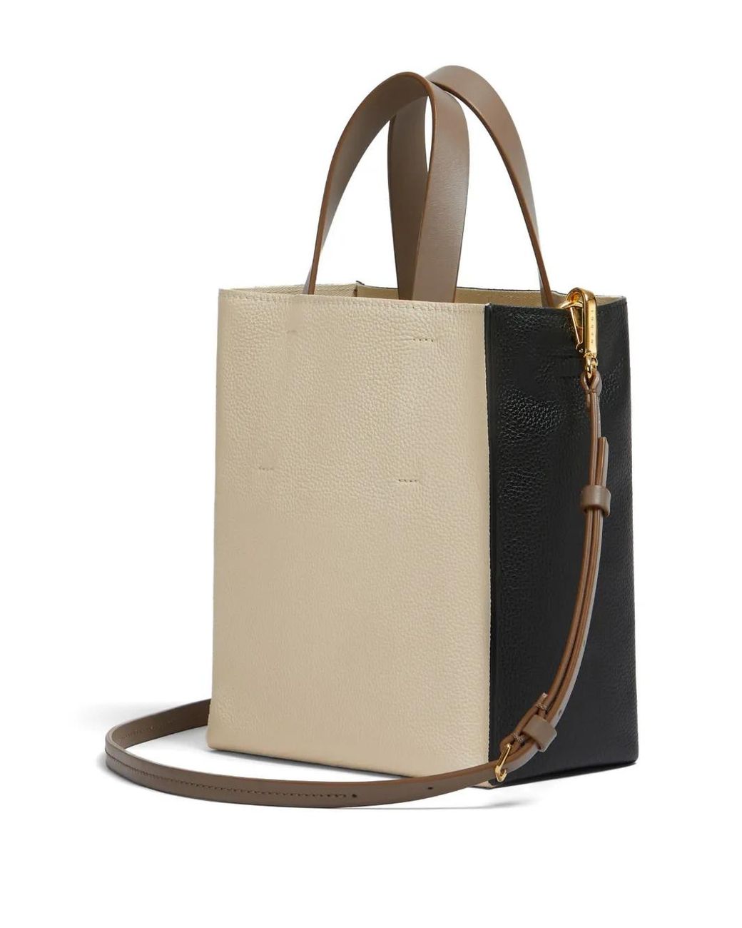 Marni Black Leather Museo Mini Bag With Mending Embroidery