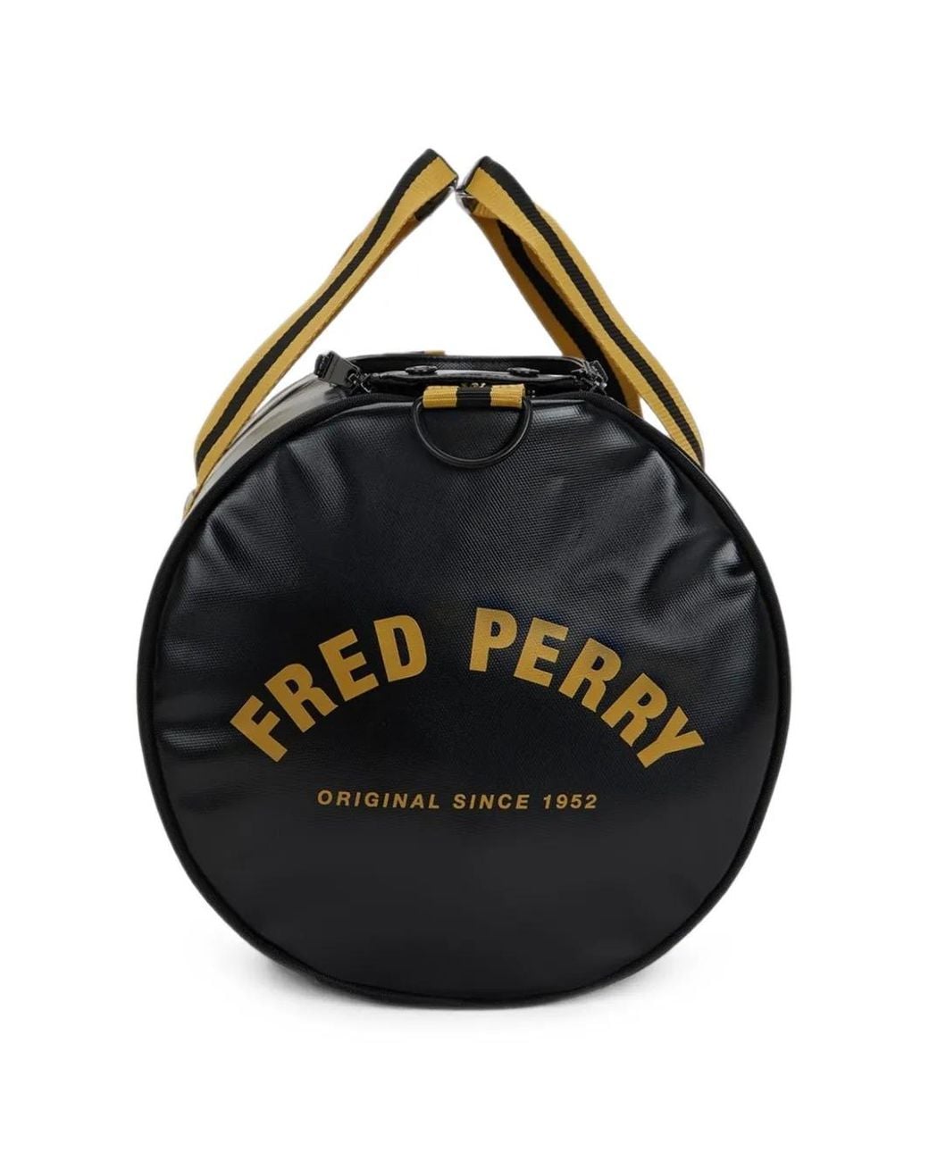 Fred Perry Black Logo-Print Holdall Bag for men