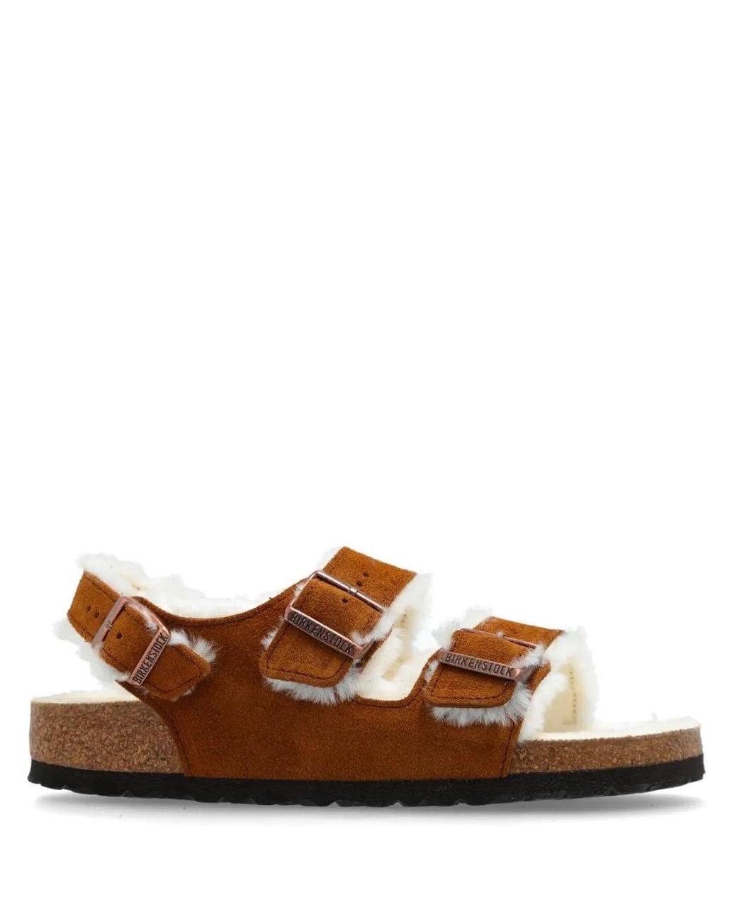 Birkenstock Brown Milano Buckled Suede Sandals