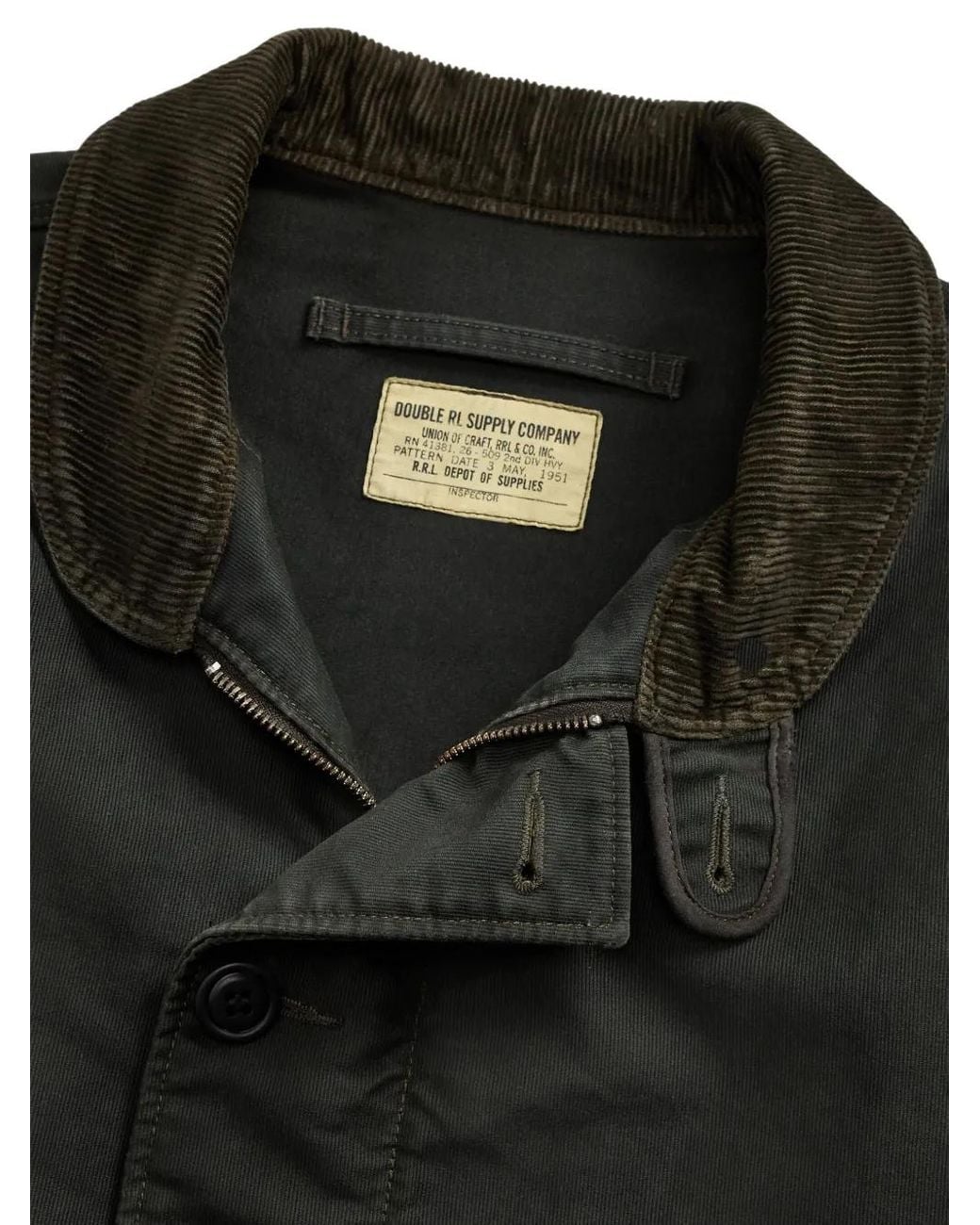 RRL Black Corduroy-Collar Jacket for men
