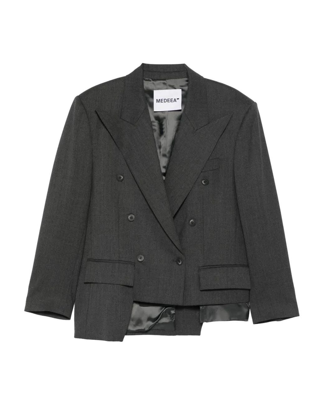MEDEA Gray Trapezoid Asymmetrical Blazer