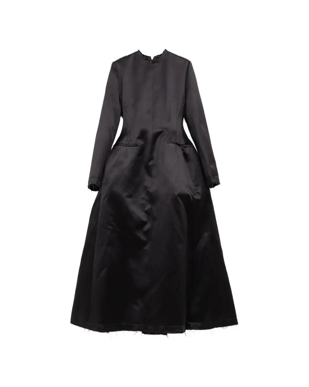 MATIERES FECALES Black Frayed-Edge Long-Sleeve Maxi Dress