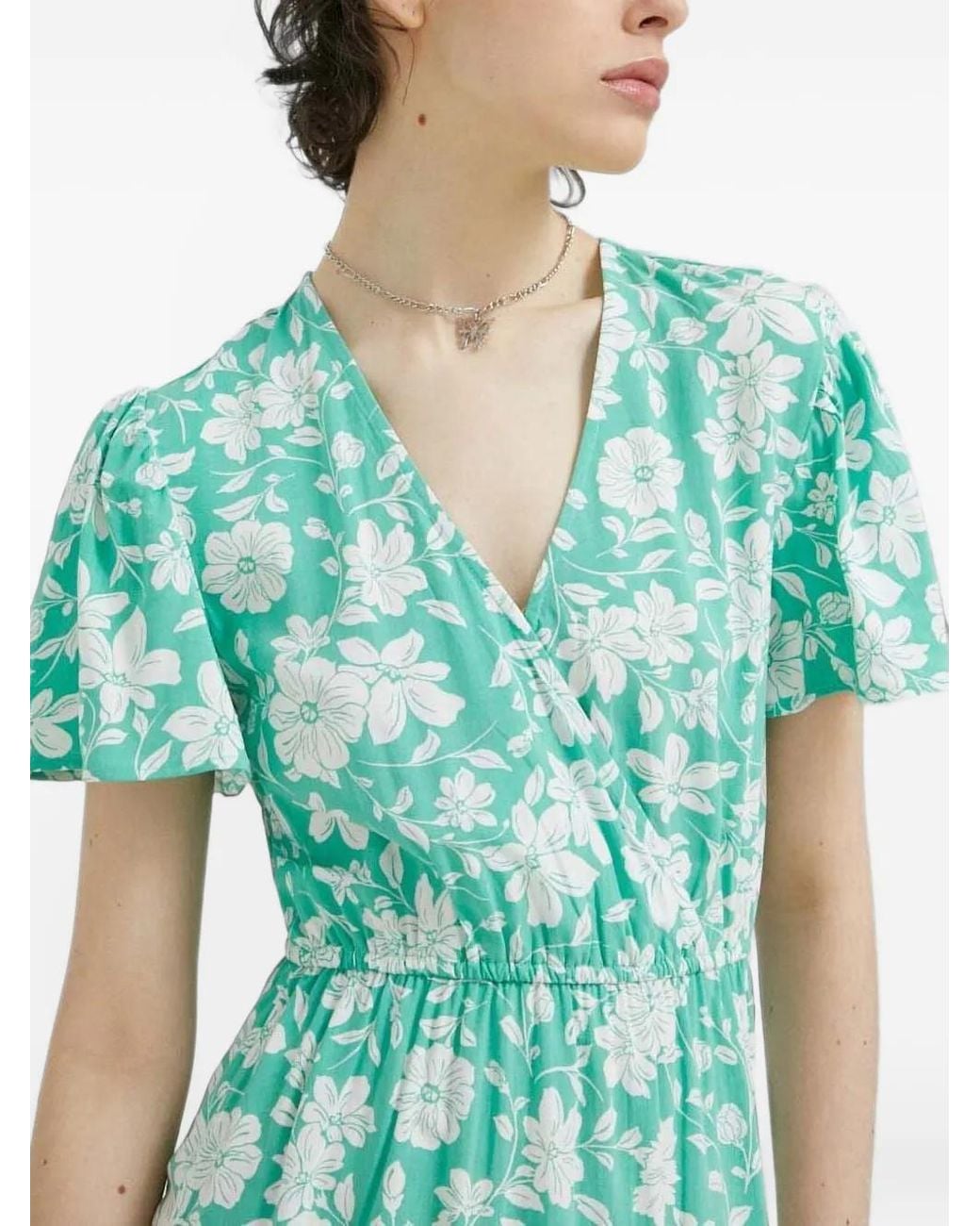Billabong Blue Mini Spring Light V-Neck Floral-Detail Dress