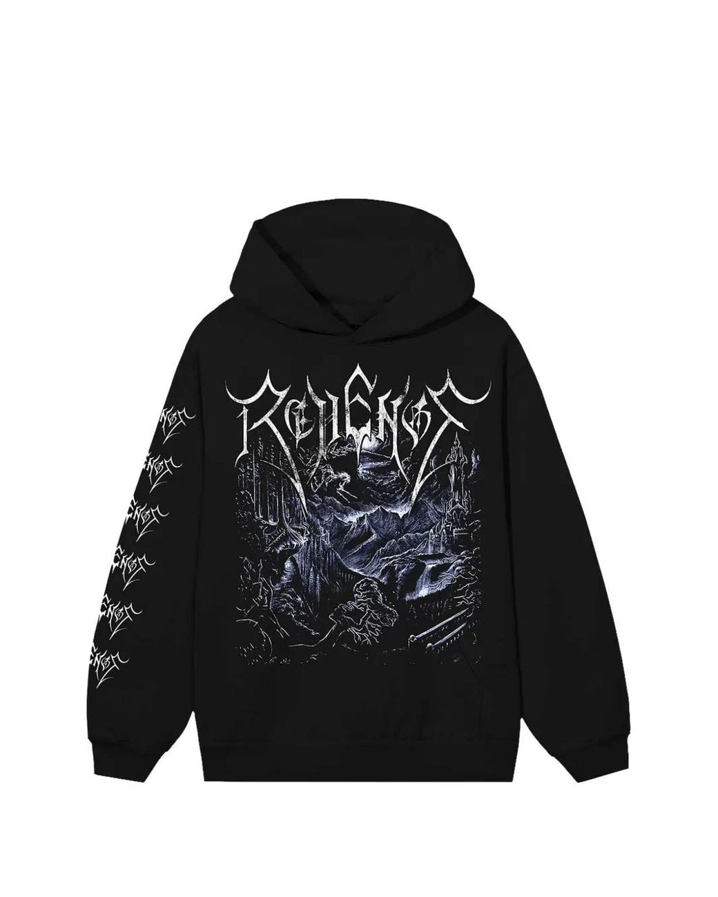 REVENGE Black Disciple Graphic-Print Hoodie for men