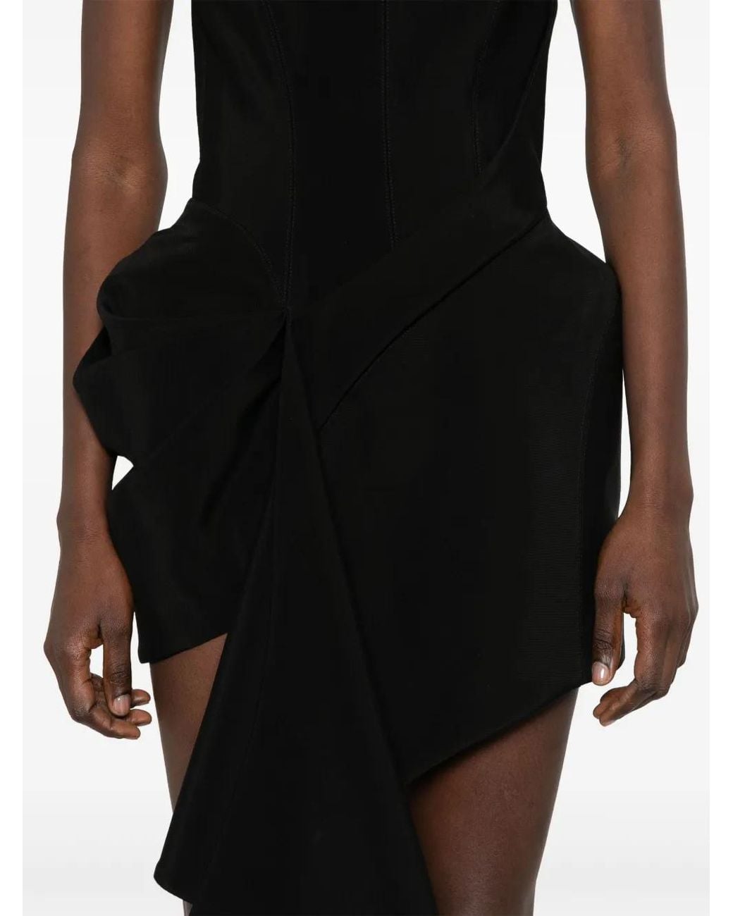 Mugler Black Asymmetric Tailoring Mini Dress