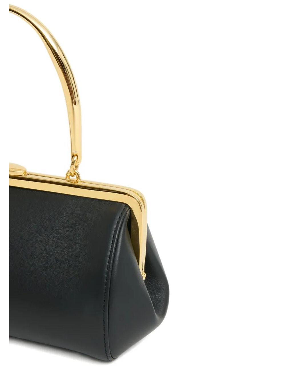 Mansur Gavriel Black Pina Metal Handle Evening Mini Bag