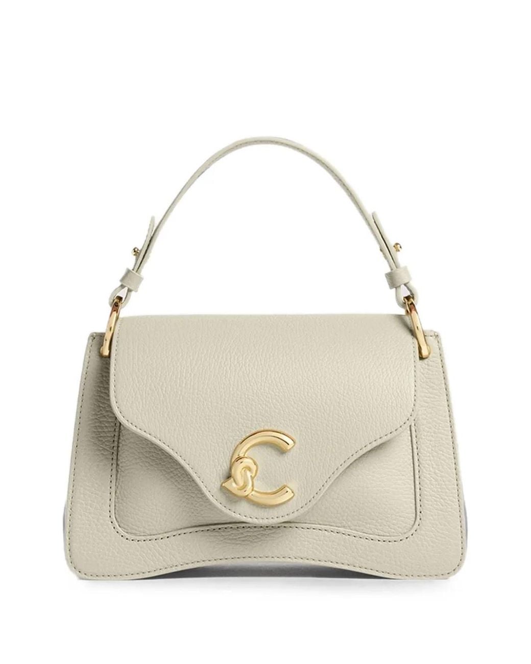 Coccinelle White Small C-Me Logo-Plaque Tote Bag