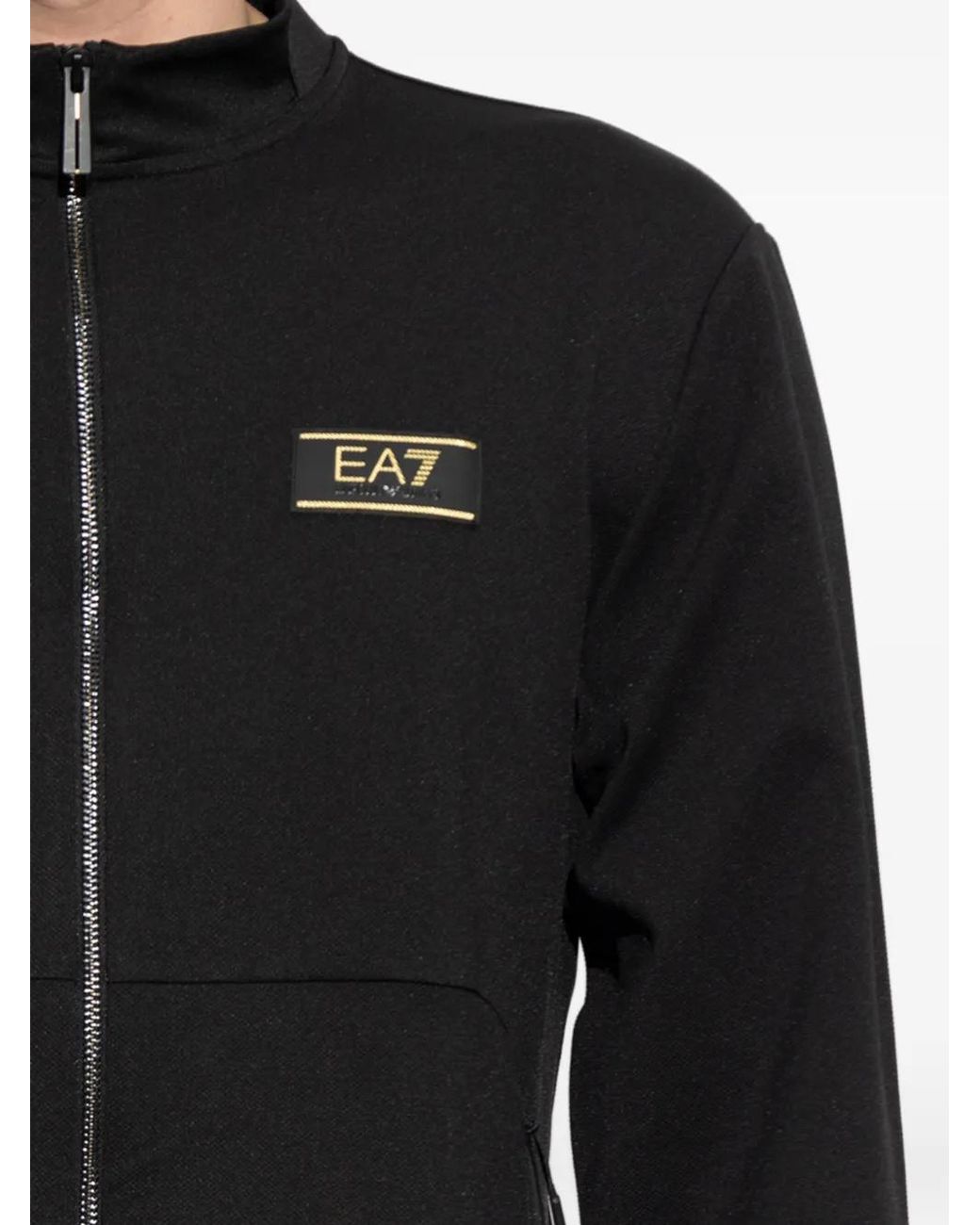 EA7 Black Sweat À Détail Zippé for men