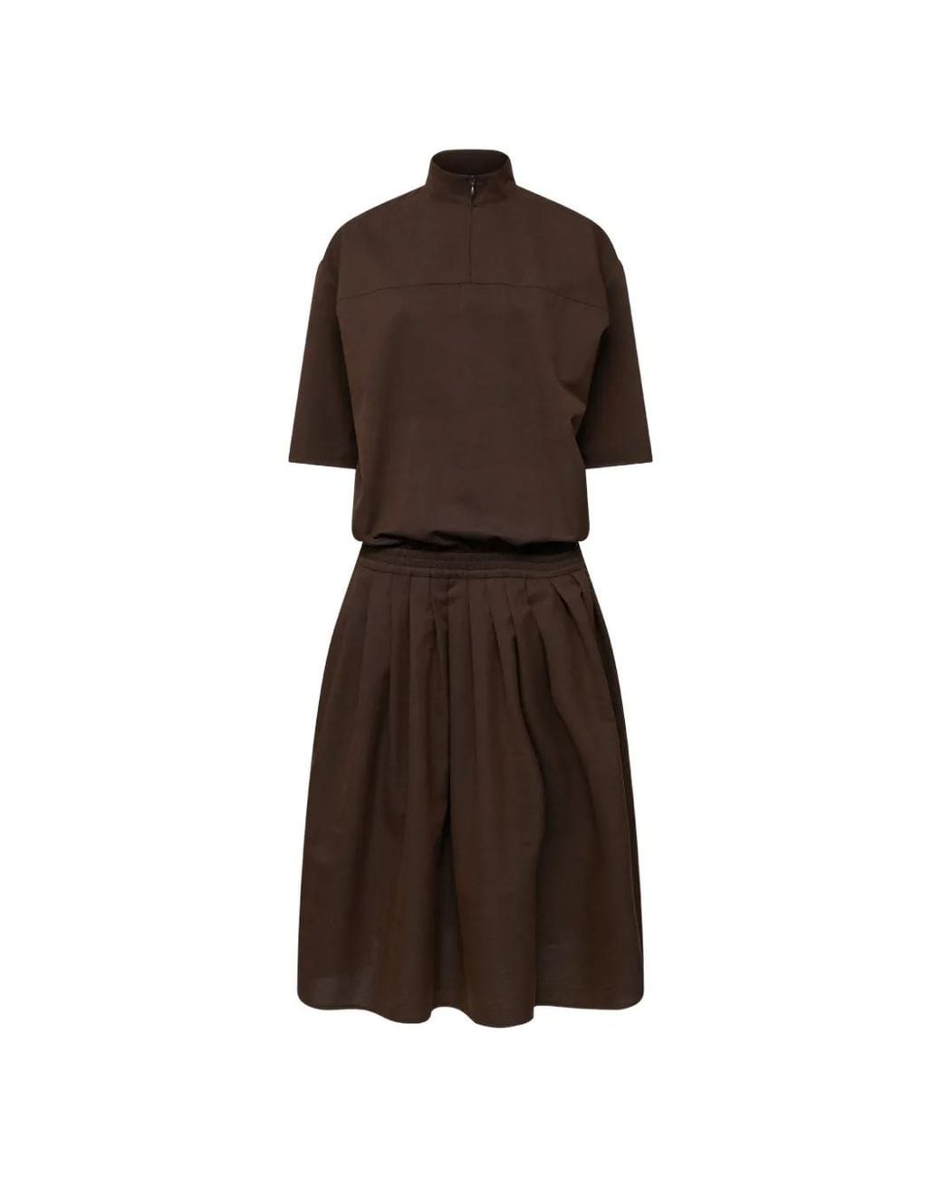 MM6 by Maison Margiela Brown Wool Shirting Shirt-Dress