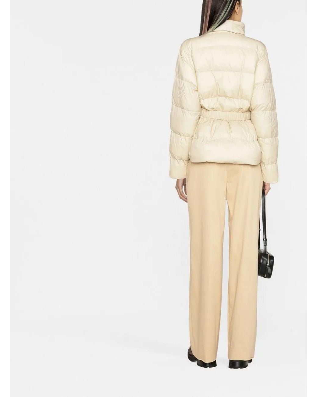 Pinko Natural Logo Print Collar Puffer Jacket