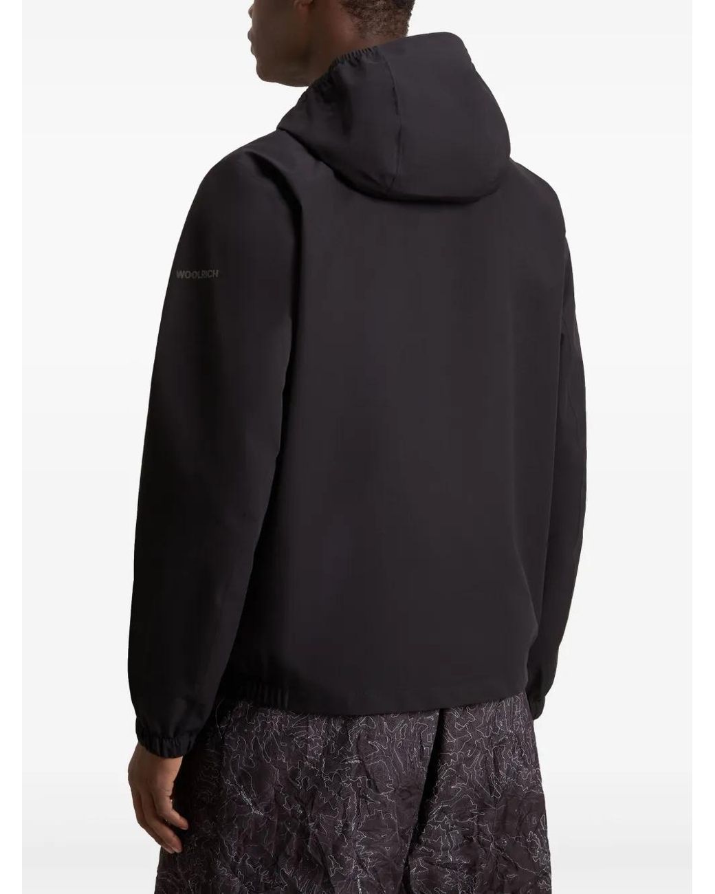 Woolrich Black Hooded Zip-Up Jacket for men