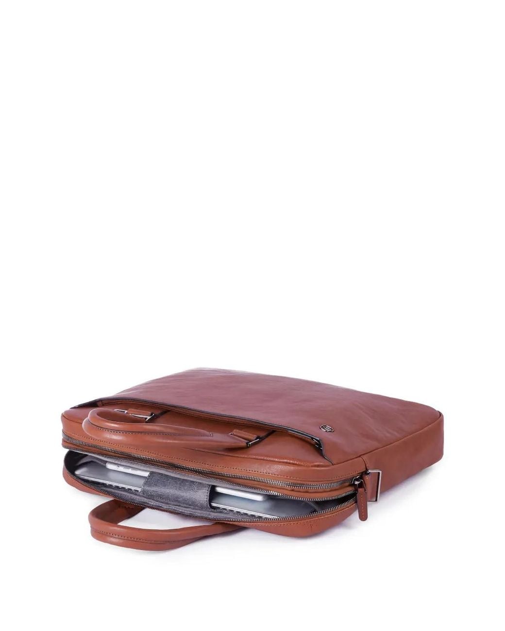 Piquadro Red Leather Laptop Bag for men