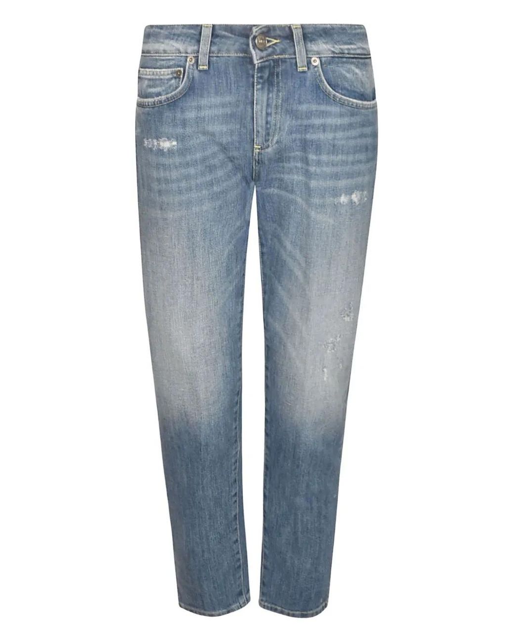 Dondup Blue Distressed Logo-Patch Jeans