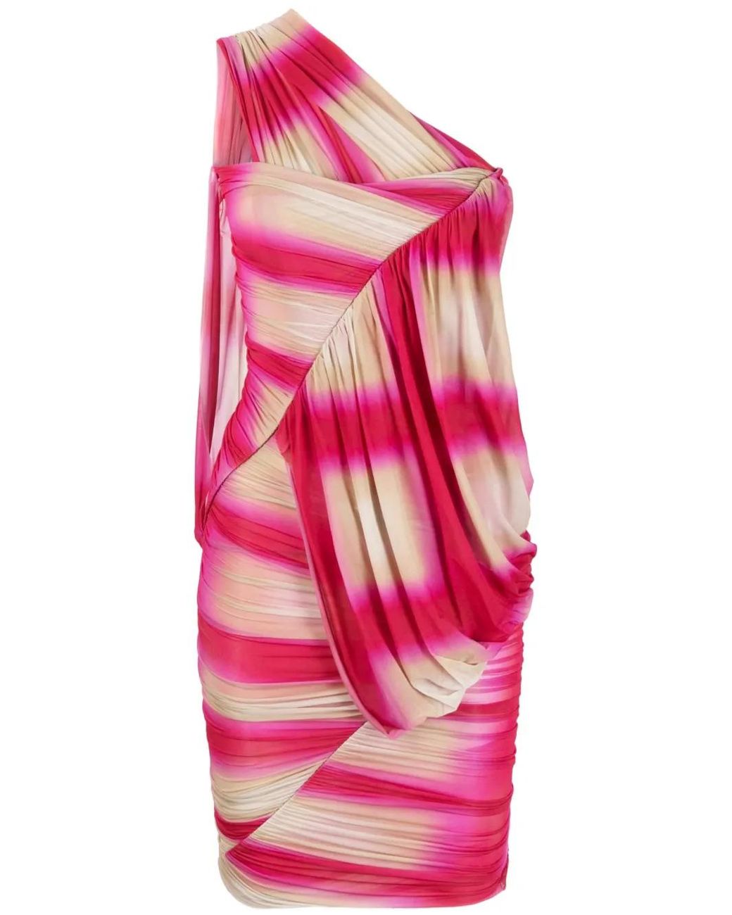 Rick Owens Pink Draped One-Shoulder Dress
