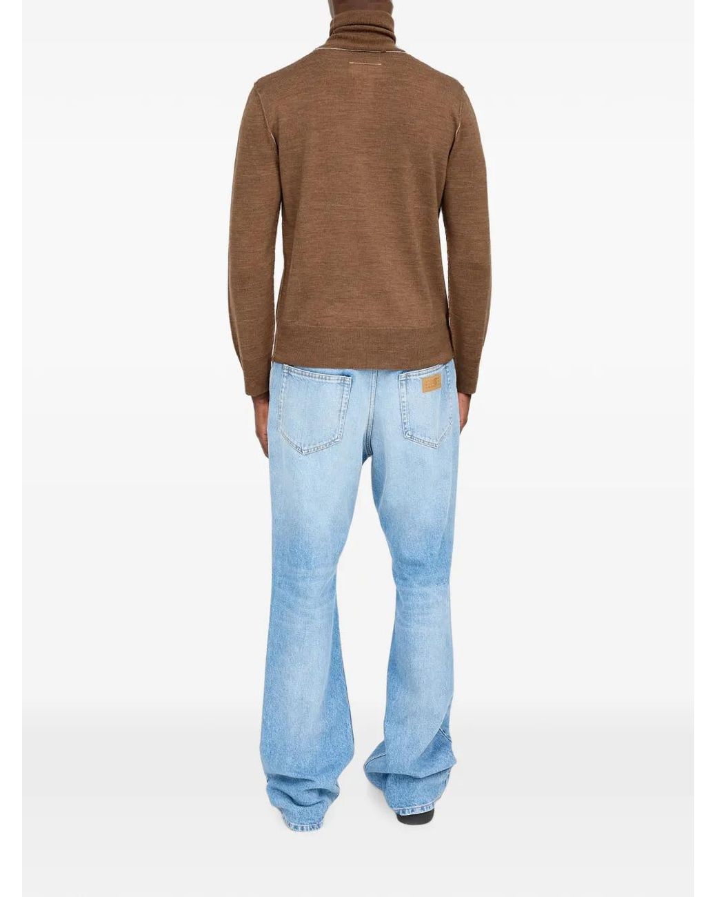 MM6 by Maison Margiela Brown Logo-Patch Roll-Neck Sweater for men