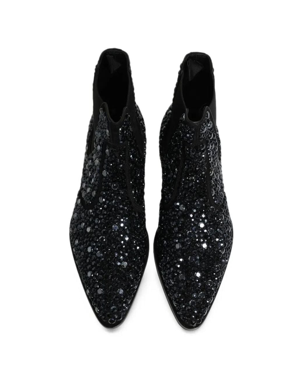 Dolce & Gabbana Black Crystal-Embellished Chelsea Boots for men