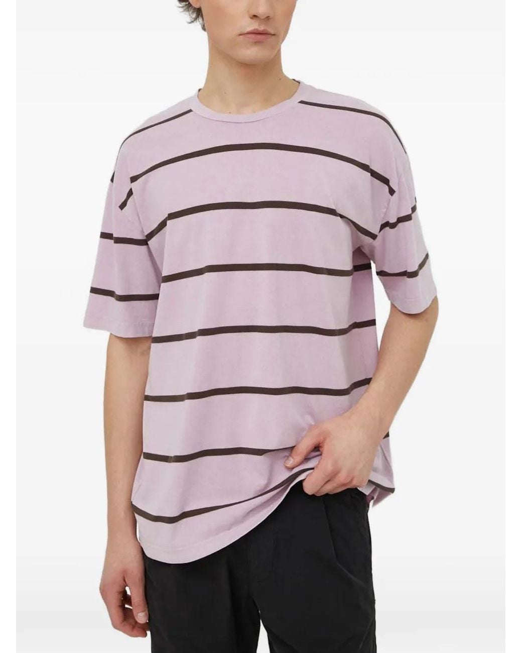 Samsøe & Samsøe Purple Horizontal-Stripe Short-Sleeve T-Shirt for men