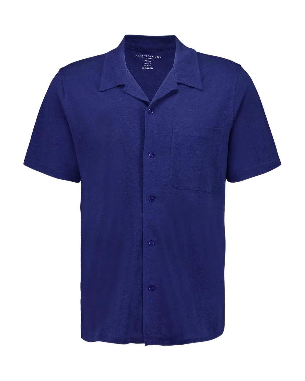 Majestic Filatures Blue Short-Sleeve Button-Up Shirt for men