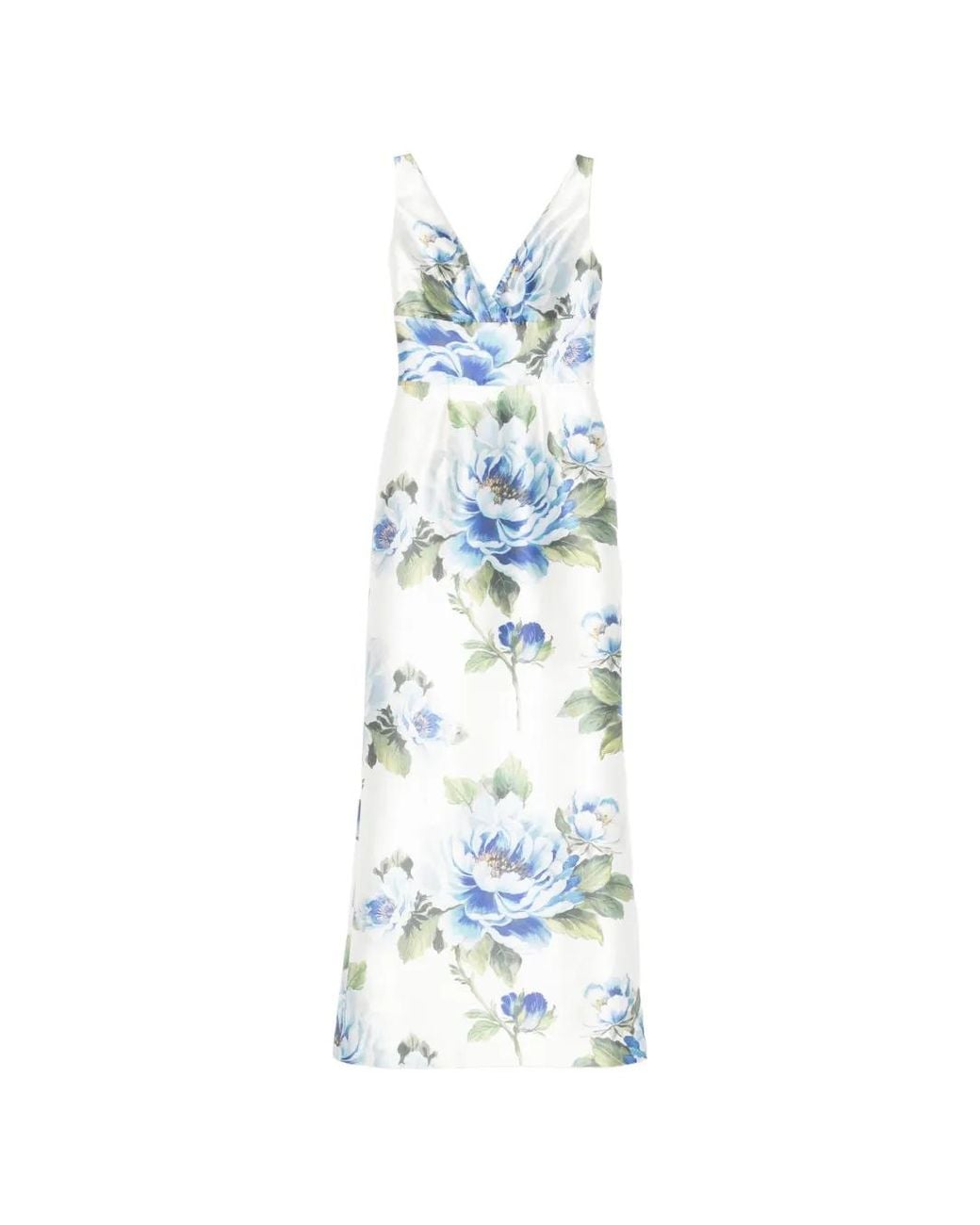 SILK LOVE & LACE Blue Coralia Floral-Print Bow-Detail Maxi Dress