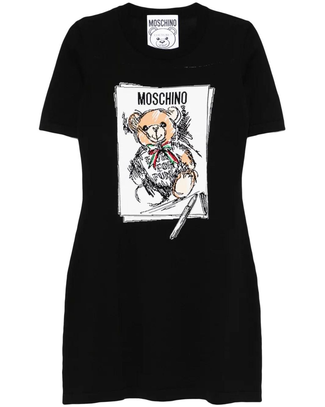 Moschino Black Teddy Bear T-Shirt Dress