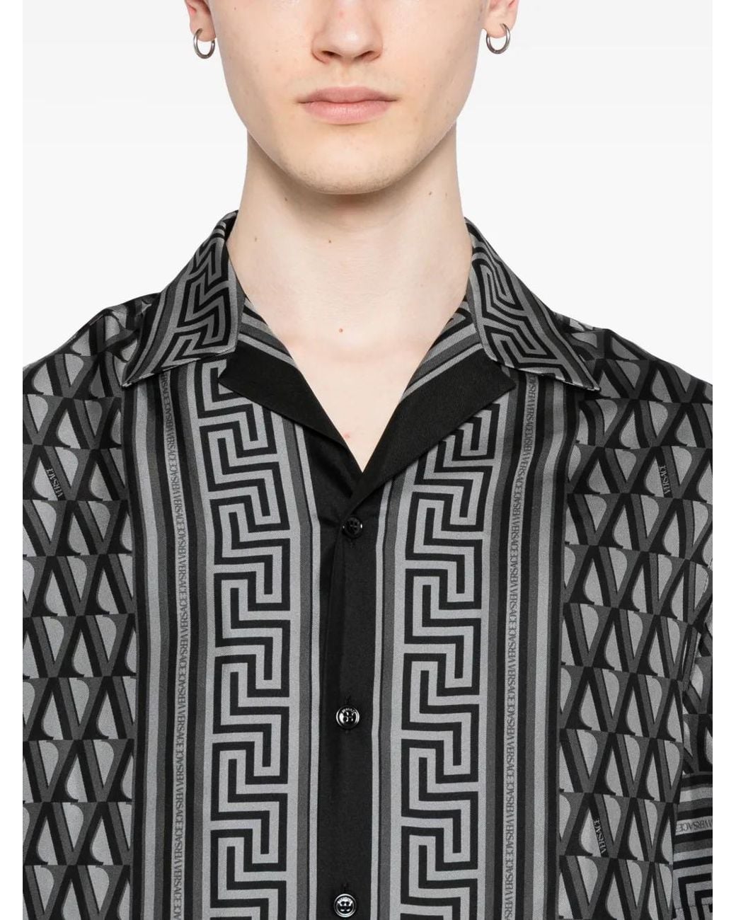 Versace Black Chemise À Imprimé V-Greca for men