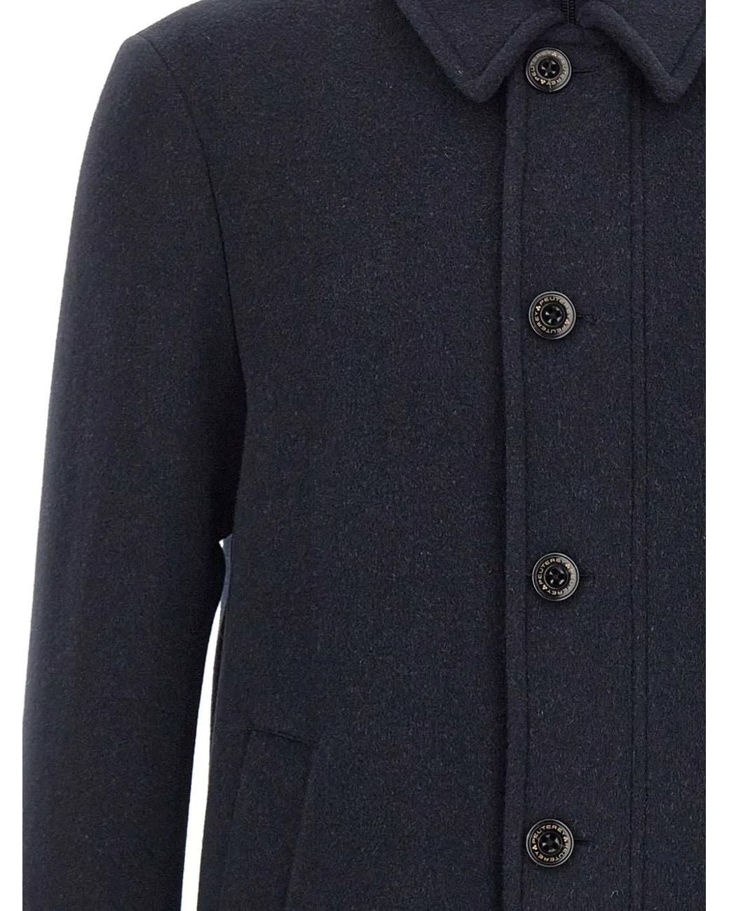 Peuterey Blue Fionnghal Wool Coat for men